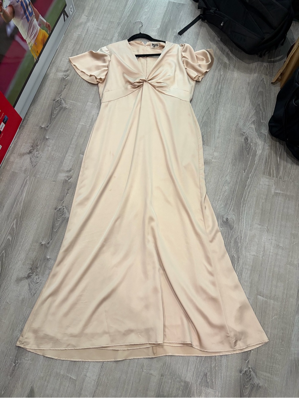 Show Me Your Mumu champagne satin maxi dress, size XXL